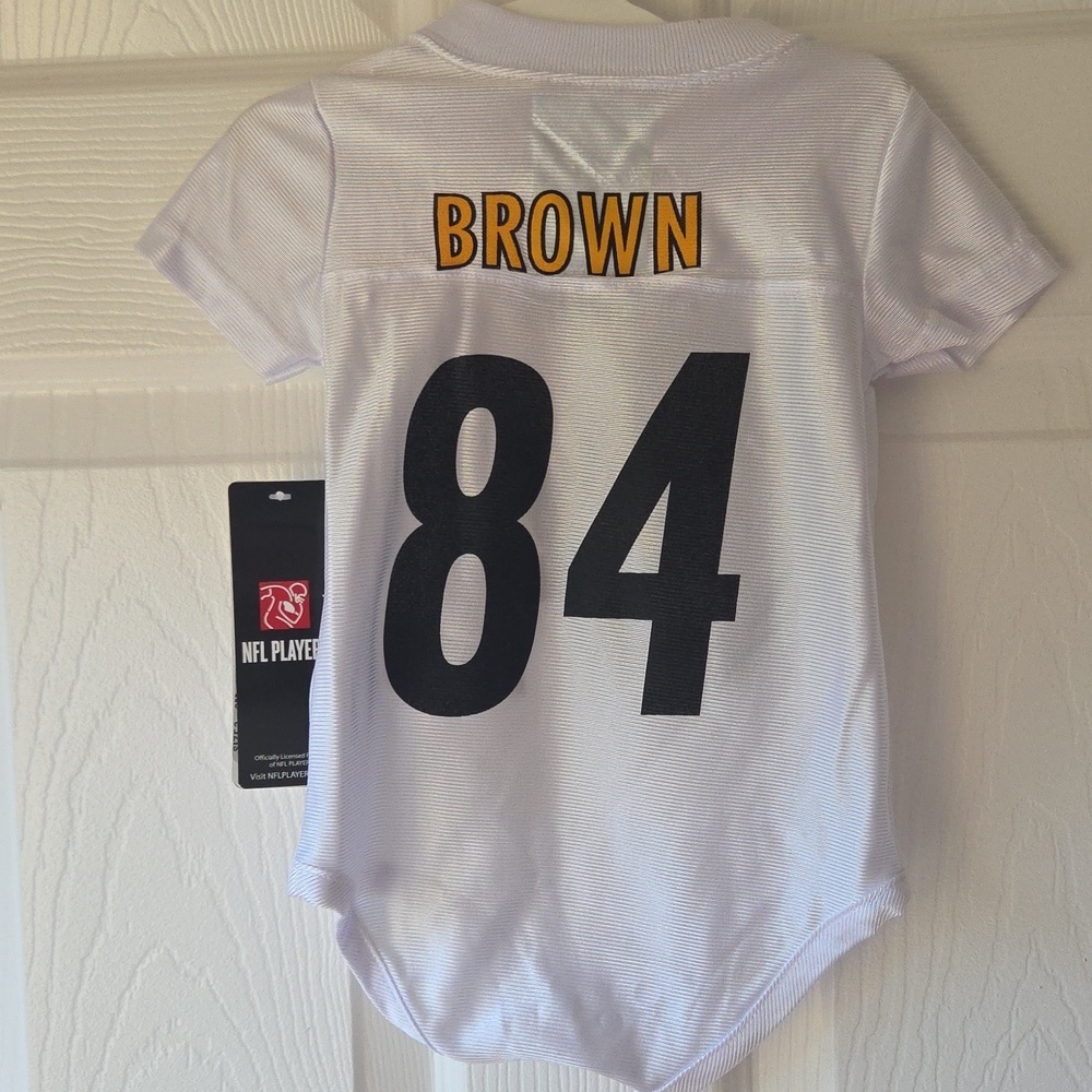 NFL Steelers Baby Bodysuit NWT 0/3M 3/6M, 6/9M #84 Jersey White Black Football